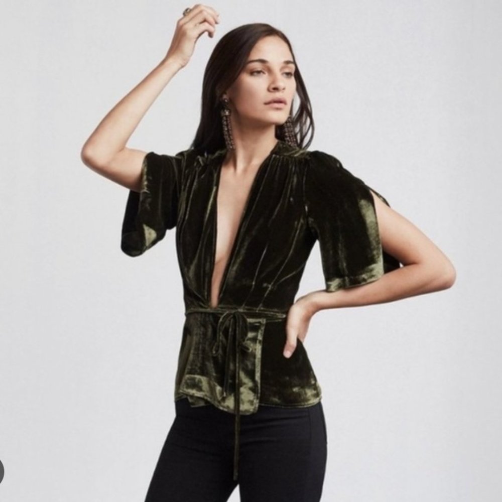 Reformation Plunging Bara Wrap Top